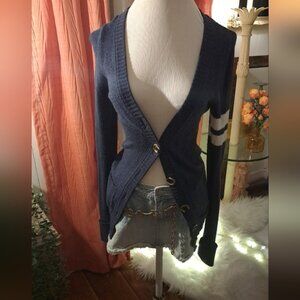 New Era Teen. Navy Blue Women's Varsity Cardigan Sweater. Size Medium